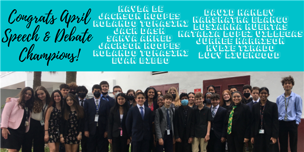 speech and debate club winners for april 2022